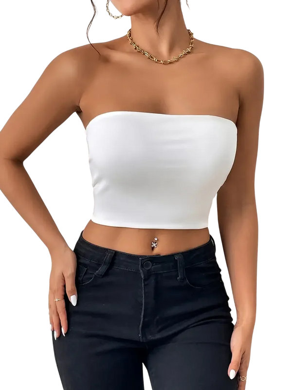 Günlük Crop Katı Esnek Üst
