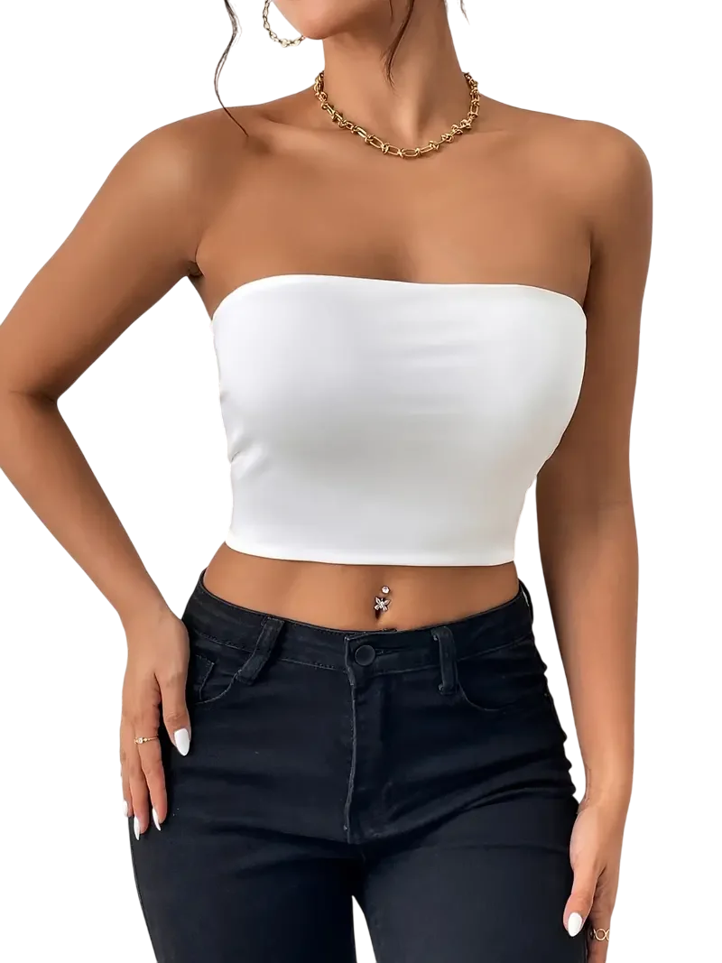 Günlük Crop Katı Esnek Üst