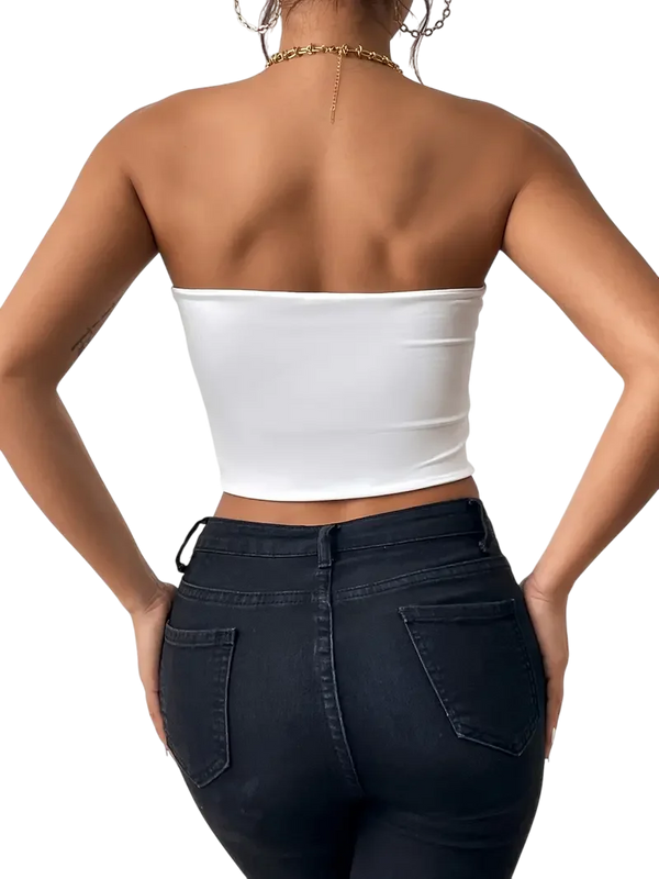 Günlük Crop Katı Esnek Üst