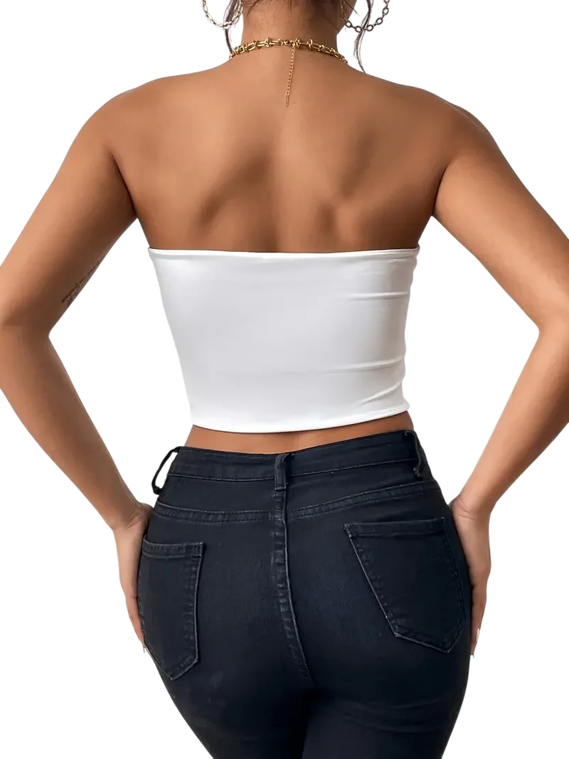 Günlük Crop Katı Esnek Üst