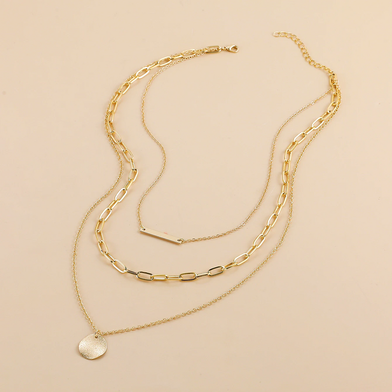 Vintage Gold Plated Round Coin Pendant Neckalce