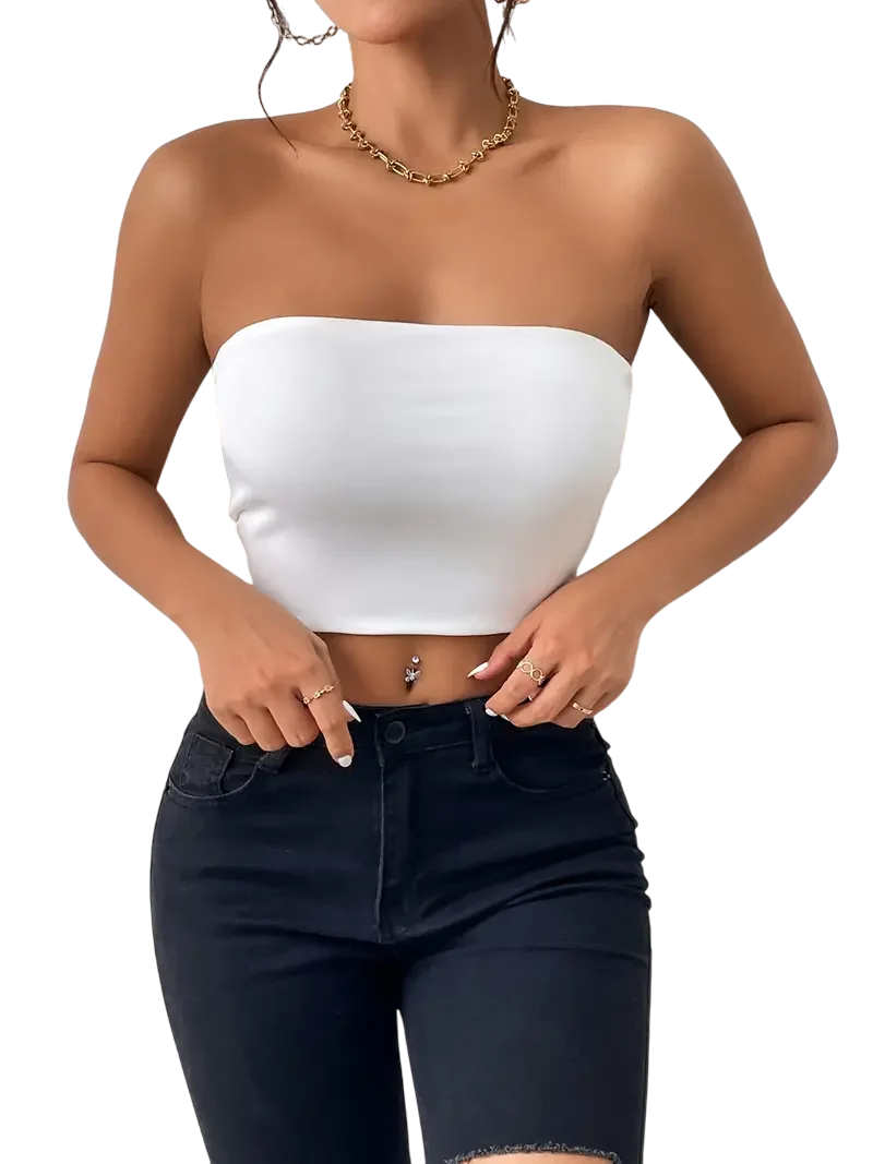 Günlük Crop Katı Esnek Üst