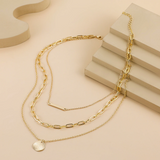 Vintage Gold Plated Round Coin Pendant Neckalce