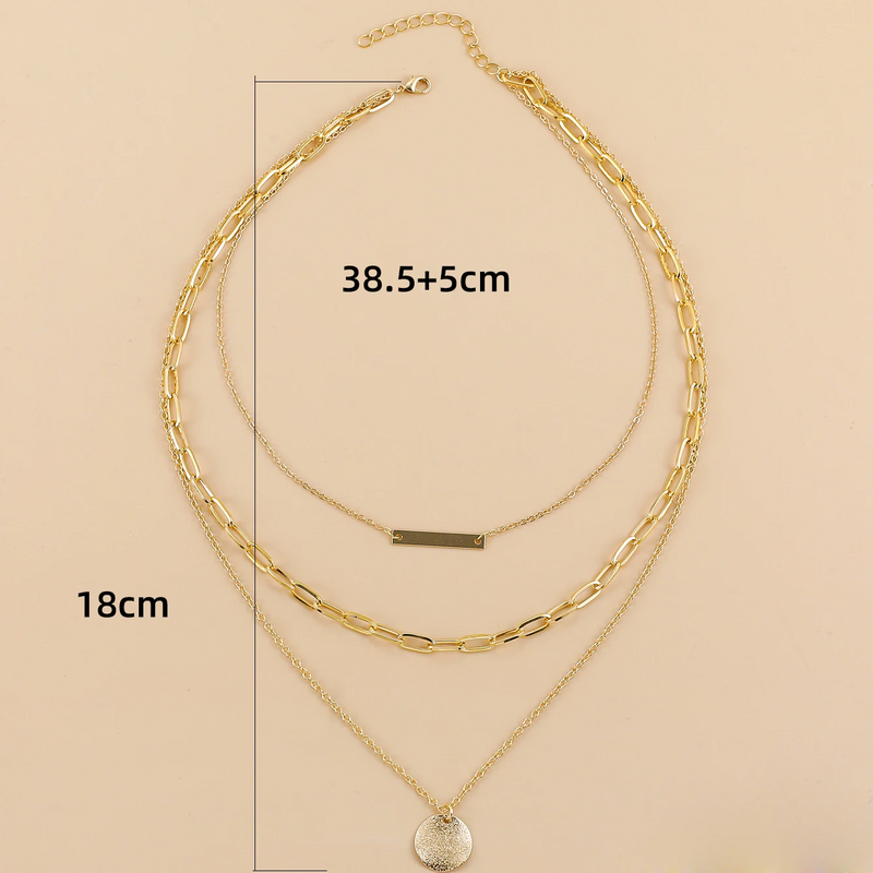 Vintage Gold Plated Round Coin Pendant Neckalce