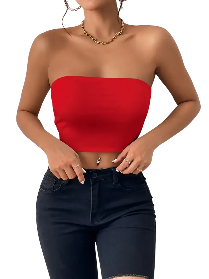 Günlük Crop Katı Esnek Üst