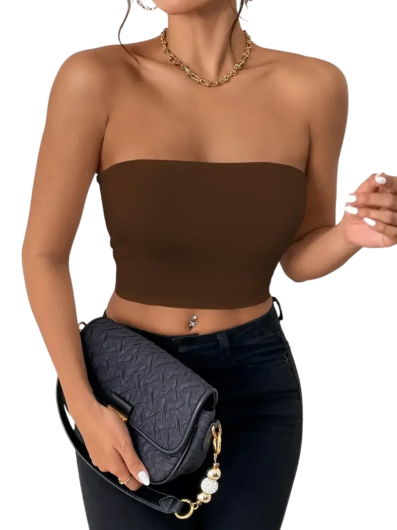 Günlük Crop Katı Esnek Üst
