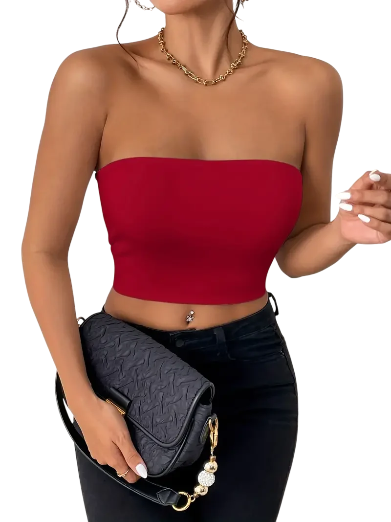 Günlük Crop Katı Esnek Üst